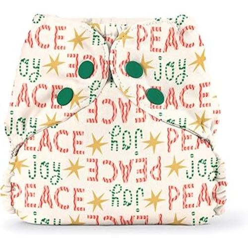Esembly Cloth Diaper Outer, Waterproof Cloth Diaper Cover, Swim Diaper, Leak-Proof and Breathable Layer, Reusable with Snap Closure – Limited Edition Holiday Print, Peace Joy, Size 2 (18-35lbs)