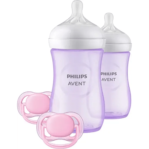 Philips AVENT Natural Baby Bottle with Natural Response Nipple, Purple Baby Gift Set, SCD837/01