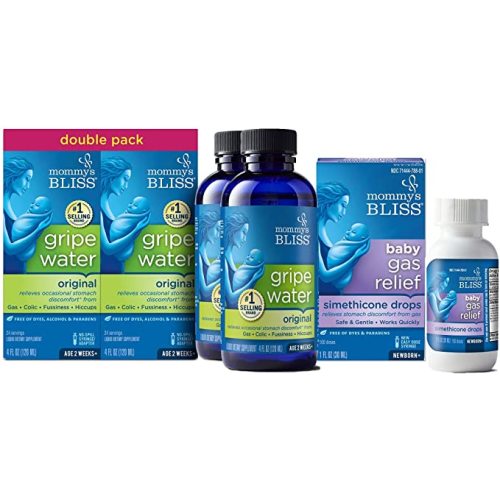Mommy's Bliss Gripe Water Original 4 Fl Oz (Pack of 2) with Fast-Acting Baby Gas Relief Drops 1 Fl Oz (Pack of 1) - Gripe Water Original + Baby Gas Drops