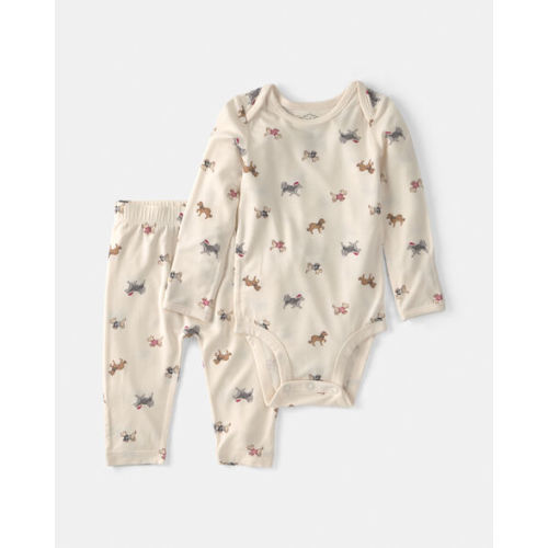 Baby 2-Piece Dog PurelySoft™ Long-Sleeve Bodysuit & Pant Set - Cream | Carter's