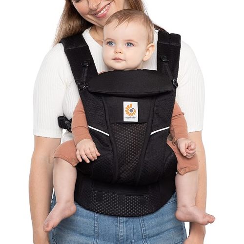 Ergobaby All Carry Positions Breathable Mesh Baby Carrier with Enhanced Lumbar Support & Airflow (7-45 Lb), Omni Breeze, Onyx Black
