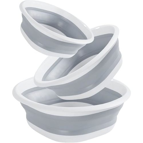 Multipurpose Foldable Collapsible Washbasin Lightweight Portable Basin, Collapsible Basin for Camping Sink and RV Sinks (Set of 3, S,M,L)