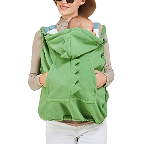 Baby Carrier Winter Cover with Big Pockets, Stretchy Hoodie Baby Carrier Cover Universal for Baby Waist Stool & Carrier Sling, Windproof & Warm Baby Cloak for Babies & Mom Suit for All Seasons