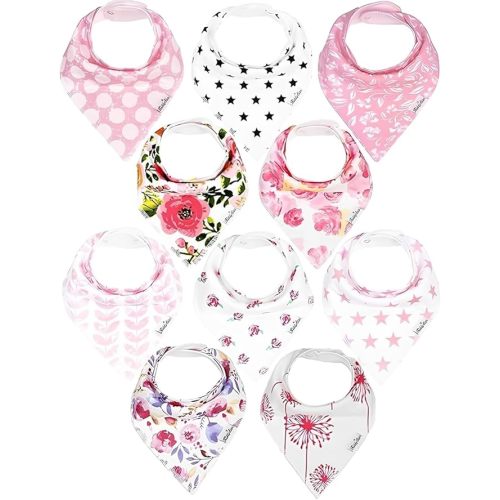 Organic Cotton Baby Bibs for Boys & Girls – Soft, Absorbent Teething & Drool Bibs - Adjustable Snaps for Toddlers