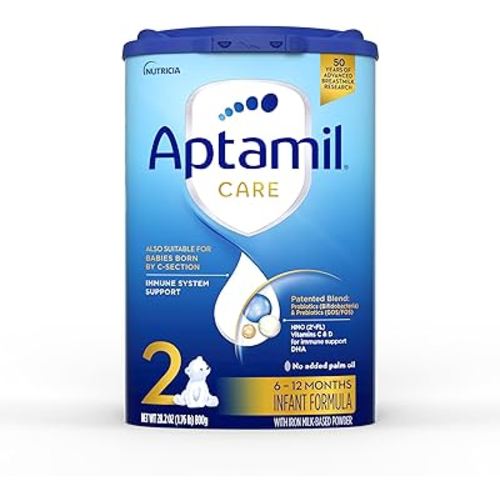 Aptamil Care Stage 2, Milk Based Powder Infant Formula for 6+ Months, Also for C-section born babies, with DHA & ARA, Omega 3 & 6, Prebiotics, Contains No Palm Oil, 28.2 Ounces, Packaging May Vary