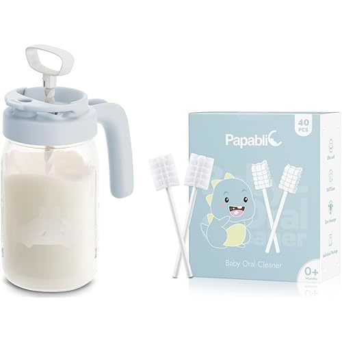 Papablic Baby Tongue Cleaner and Glass Breastmilk Pitcher