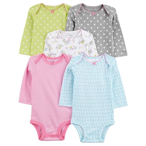 Simple Joys by Carter's Baby Girls' Long-Sleeve Bodysuit, Pack of 5