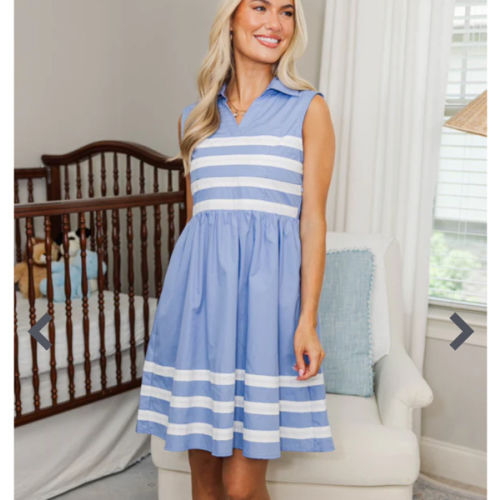NURSING COLLECTION: Open Air Blue Striped Dress