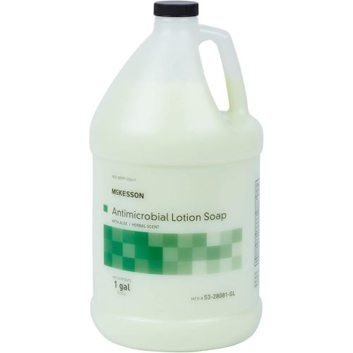 McKesson Antimicrobial Lotion Hand Soap with Aloe, 1 Gallon Refill Bottle [Pack of 1] - Herbal Scent, Keeps Hands Clean and Moisturized, Medical-Grade Soap