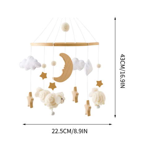 Boho Nursery Mobile | Baby Crib Mobile for Boys Girls | Felt Ball Bed Bell Mobile Crib | Ceiling Mobile - Stars, Clouds, Moon | Pendant Toy Wooden Wind Chime Nursery Decoration
