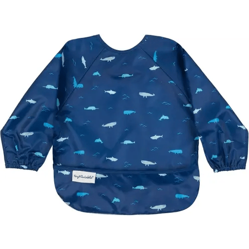 Tiny Twinkle Long Sleeve Bib for Babies & Toddlers | Waterproof Smock Bib for Eating | Machine Washable & Mess-Proof Feeding Essentials | Newborn Shower Gift (Ocean Life, 6–24M)
