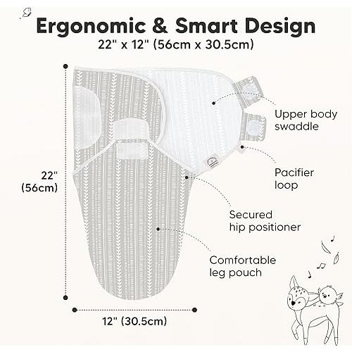 KeaBabies 3-Pack Organic Baby Swaddle Sleep Sacks - Swaddles for Newborns, Infant 0-3 Months, Baby Girls, Boys, Soft & Snug Newborn Sleep Sack, Nursery Swaddling Blankets (Prairie)