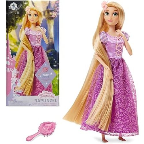 Disney Store Girl's Disney Princess Classic Doll (Rapunzel from Tangled), 11 Inches, Includes Brush with Molded Details, Fully Posable Toy in Classic Outfit - Disney Princess Toys