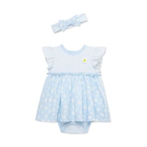 Baby Girls Daisies Bodysuit Dress with Headband