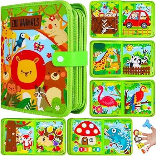 Toddler Busy Book Montessori Toys for 1 2 3 Year Old - Farm Busy Board Educational Learning Sensory Toy for Boys Girls - Christmas Birthday Gifts for Toddlers Travel Toys for Airplane Car