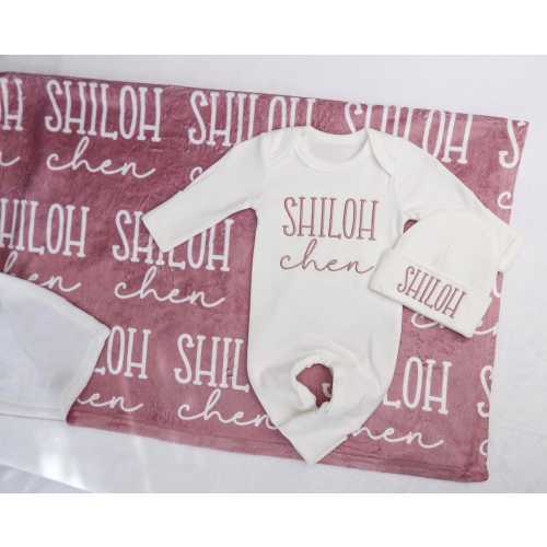 Personalized Newborn Outfit Blanket, Custom Baby Boy  Blanket with Name, Embroidered Baby Gift, Baby Shower Keepsake, Coming Home Set