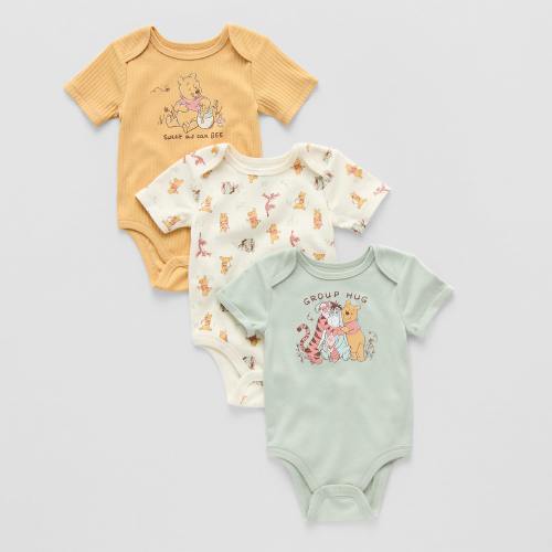 Baby Unisex Winnie The Pooh Crew Neck Short Sleeve 3-pc. Bodysuit, Color: Yellow - JCPenney