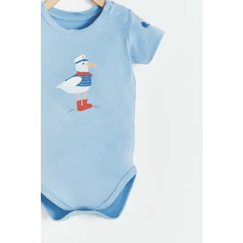 Seagull Print Short Sleeve Bodysuit