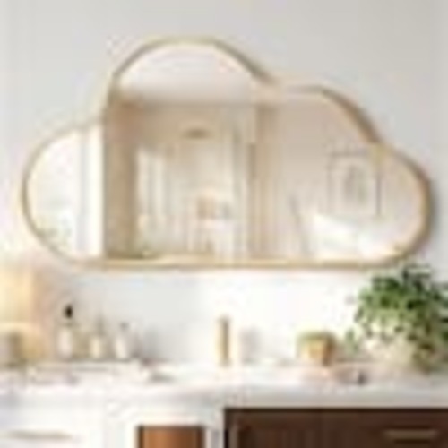 Hochwertiges 35 in. W x 20 in. H Cloud-shaped Gold Aluminum Alloy Framed Wall Mirror Asymmetrical Wall Mirror MR045GOD-S-HD