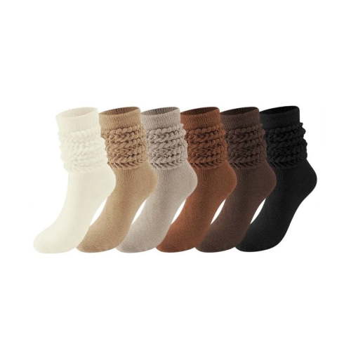 Loritta Slouch Socks Women Extra Long Knee High Socks Knit Soft Slouchy Boot Socks, 6 Pairs