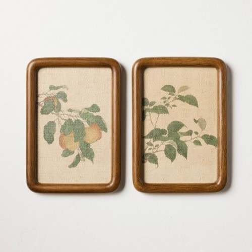 2pk 7"x10" Leafy Fruit Set Wall Art Framed - Hearth & Hand™ with Magnolia