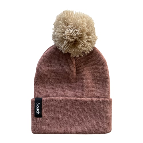 Clay Knit Cuff Beanie w/ Moon Pom