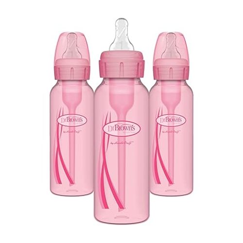 Dr. Brown's Options+ Baby Bottles, Pink, 8 oz, 3 Count