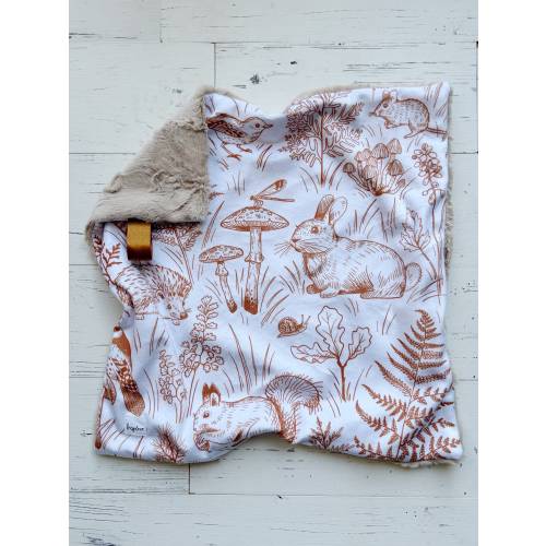 Forest Animal Lovey, neutral baby gift, gender neutral baby present, security blanket, minimalistic baby gift, first birthday present