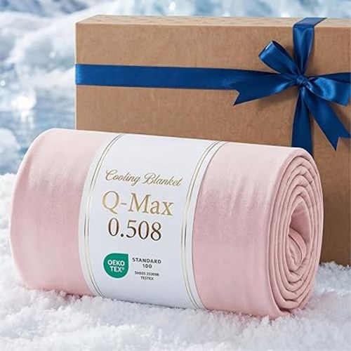 Bedsure Lightweight Cold Blanket for Summer, Bed Cooling Blanket Throw Size for Hot Sleepers, Ice Cool Essentials for Hot Nights, Breathable Thin Bedding for Teen Girls, Women, Pink, 50" x 60"
