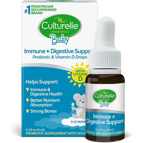 Culturelle Baby Probiotic Drops + Vitamin D, Immune & Digestive Health Support for Babies, Infants & Newborns 0-12 Months, 30 Day Supply, Gluten Free & Non-GMO, 9ml