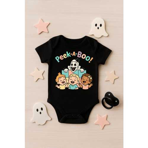 Peek-a-Boo Art the Clown Baby Bodysuit • Horror Baby Halloween Outfit • Spooky Cute Infant Shirt