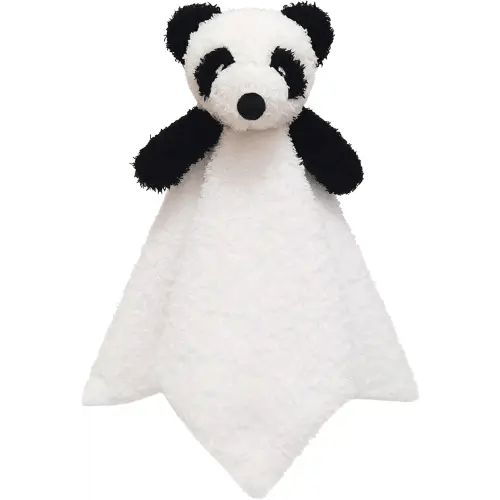Baby White Panda Soft Stuffed Animal Security Blanket, Plush Panda Character Lovey Blanket, Baby Shower/Nursery Gift, Newborn Infant Toddler Snuggle Blankie for Boys Girls, 14 Inches