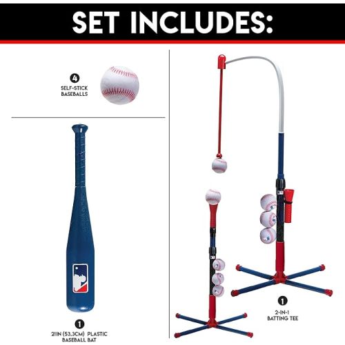 Franklin Sports Grow-with-Me Kids Baseball Batting Tee + Stand Set for Youth + Toddlers - Youth Baseball, Softball + Teeball Hitting Tee Set for Boys + Girls