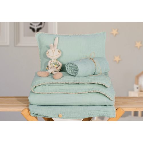Organic Muslin Toddler Duvet Cover Set, Wide Crib Duvet Cover, Ikea Baby Cot Bed Size, Handmade Crochet Edge, Cotton Baby Bedding Set