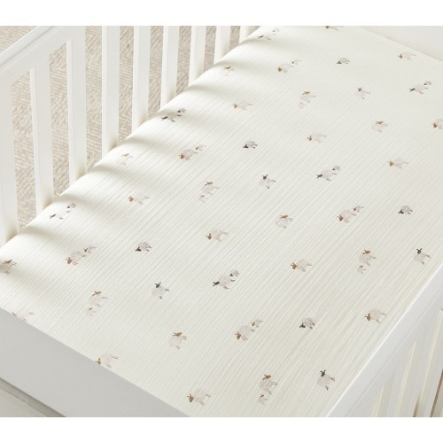 Sleepy Sheep Organic Muslin Crib Fitted Sheet | Pottery Barn Kids