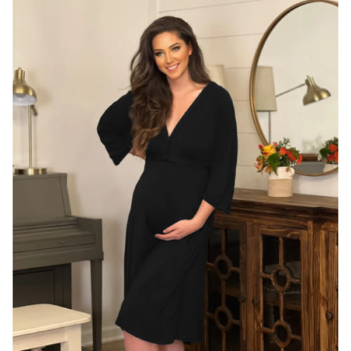 Amelia Labor & Postpartum Gown in Black – Lila