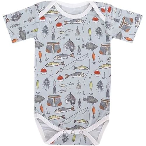 Copper Pearl Short Sleeve Bodysuit Baby: Ultra Soft Bodysuits for Newborns, Boys, Girls, and Infants - Stylish, Comfortable, Overlap Shoulders, Premium Knit Fabric - Trout, Newborn