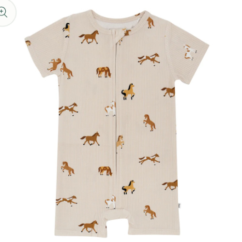 Horses Small Ribbed Summer Zip Romper