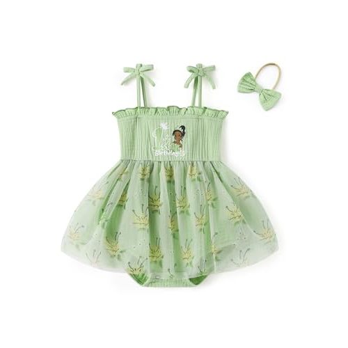 Disney Princess Ariel Rapunzel Baby Girls Cotton Romper Tulle Tutu Dress with Headband 1st Birthday Outfit Bodysuit Clothes