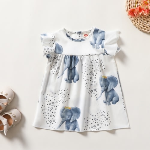 Baby Girl Elephant Star Print Dress - hibobi