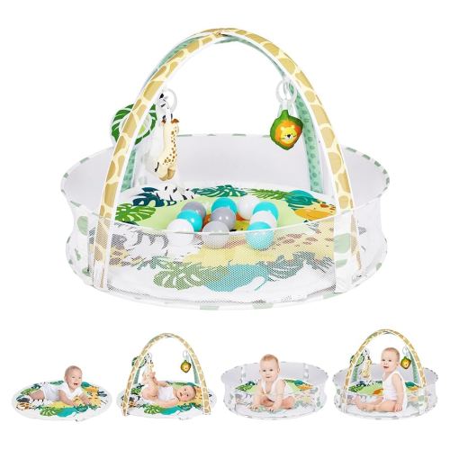 Activity Gym, Baby Play Gym Mat for Toddlers, 0-18 Months Tummy Time Play Mats, Infant Play Gym with Detachable Toys for Sensory Exploration and Motor Skill Development, PM2408