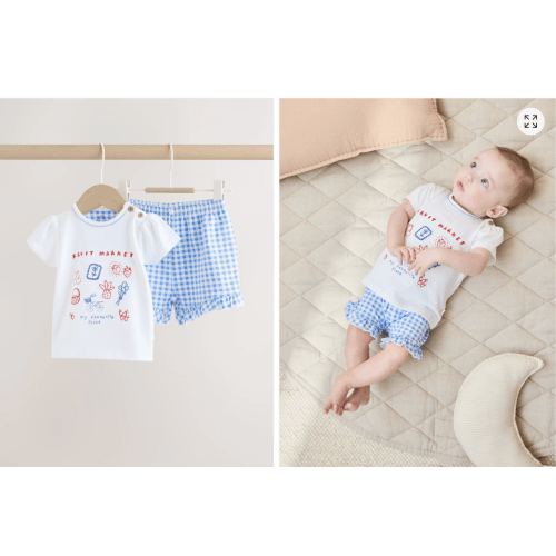 Buy White Picnic Short Sleeve Baby Top and Short Set 2 Piece (0mths-2yrs) from Next USA