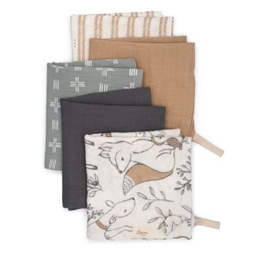 Ezra 5-pc. Cotton Baby Washcloth Set (Woodland Animal)