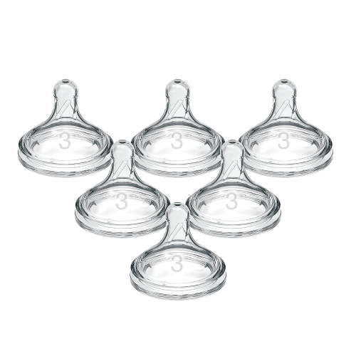 Dr. Brown's Level 3 Wide-Neck Baby Bottle Nipple, Medium-Fast Flow, 6m+, Anti-Colic, 100% Silicone, 6 Pack