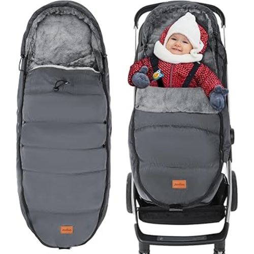 Zooawa Warm Bunting Bag Universal, Waterproof Baby Stroller Sleeping Bag for Cold Weather, Stroller Toddler Footmuff, Extra Thick, Fits 6-36 Months Baby, Gray