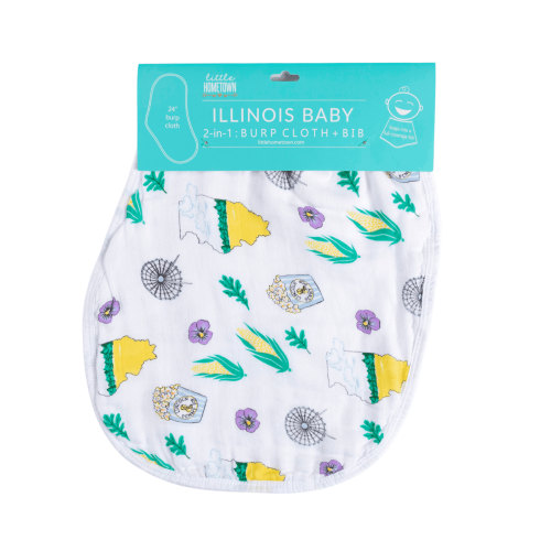 Illinois Baby Burp Cloth and Bib 2 in 1  Breathable Bamboo Blend