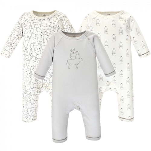Touched by Nature Baby Organic Cotton Coveralls 3pk, Farm Friends, 3-6 Months