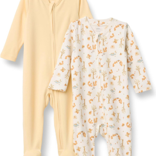 Amazon Essentials x Sofia Grainge Unisex Babies' Cotton Footed Sleep and Play One-piece Bodysuit, Pack of 2