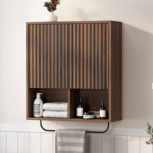 Lark Manor™ Graiden Fluted Bathroom Wall Cabinet, Sliding Barn Door Storage Cabinet - Adjustable Shelf Storage for Bathroom & Reviews | Wayfair