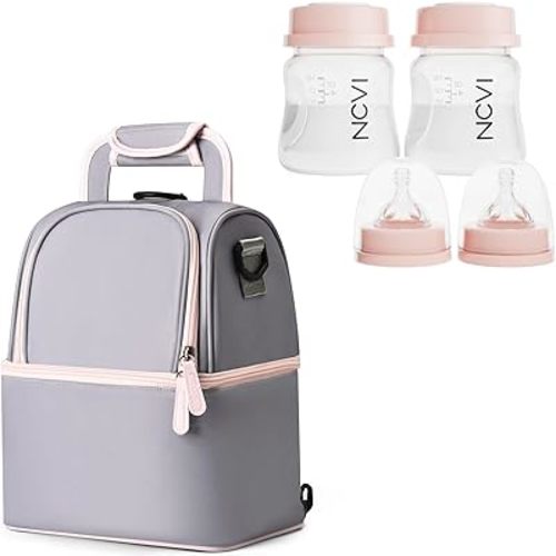 NCVI Breastmilk Cooler Bag and 2 Baby Bottles, BPA Free